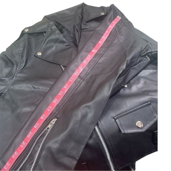 Black Soft Leather Biker Motorcycle Jacket - Picture 14 of 14